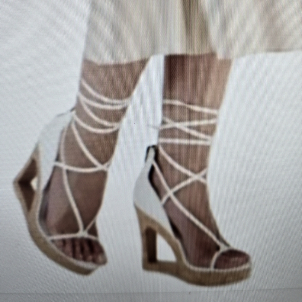 Aminah Elegant White Strappy Wedge Sandals